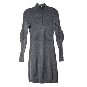 Athleta Womens Sweater Dress S Gray Ribbed Mock Neck Activwear Athleisure‎ Gorp